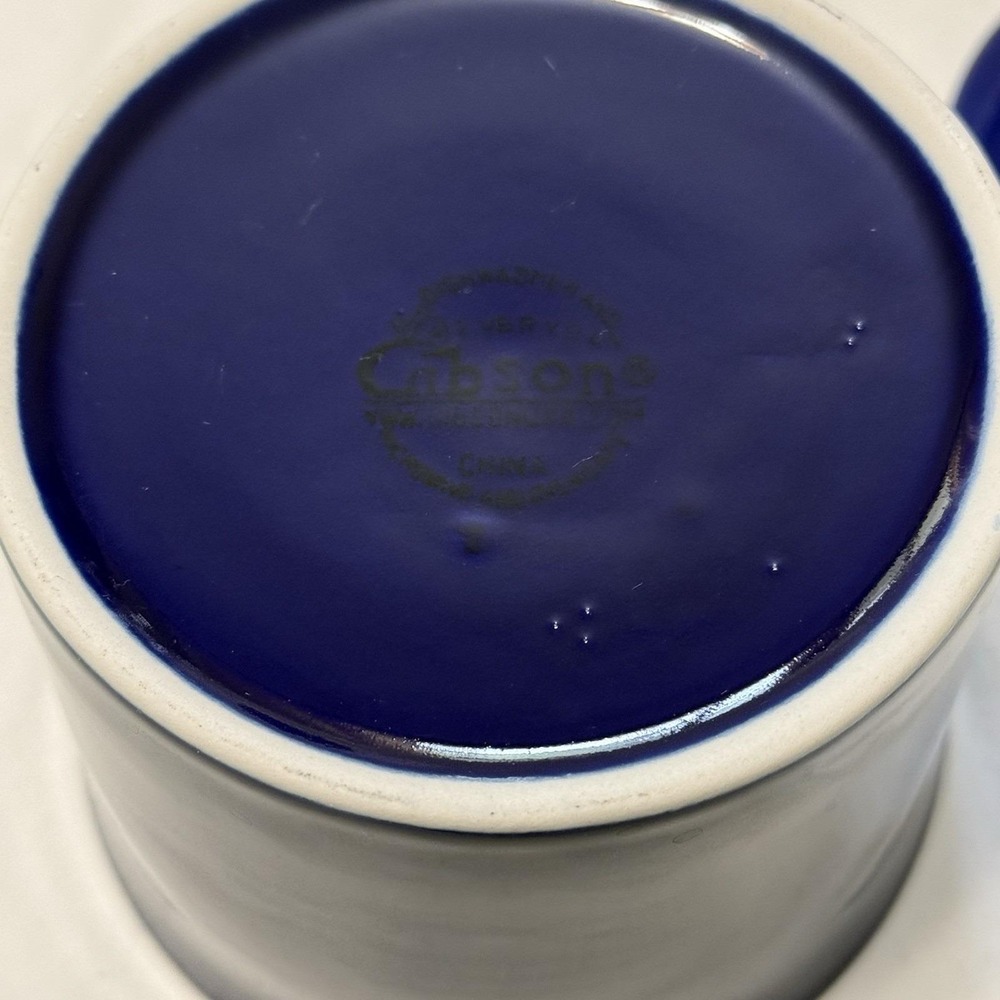Gibson Sensations II Cobalt Blue Stoneware Canister Jar w Lid Kitchen Storage - Picture 7 of 10